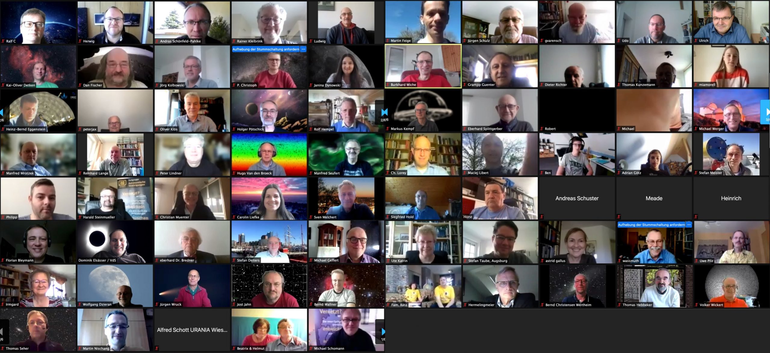 Zusammenstellung von Screenshots von ca. 100 Webcam-Portraits aus der Software Zoom